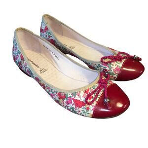 Hush Puppies Red Bow Floral Cap Toe Ballet Slipper Slip on Shoe Girls 1.5
